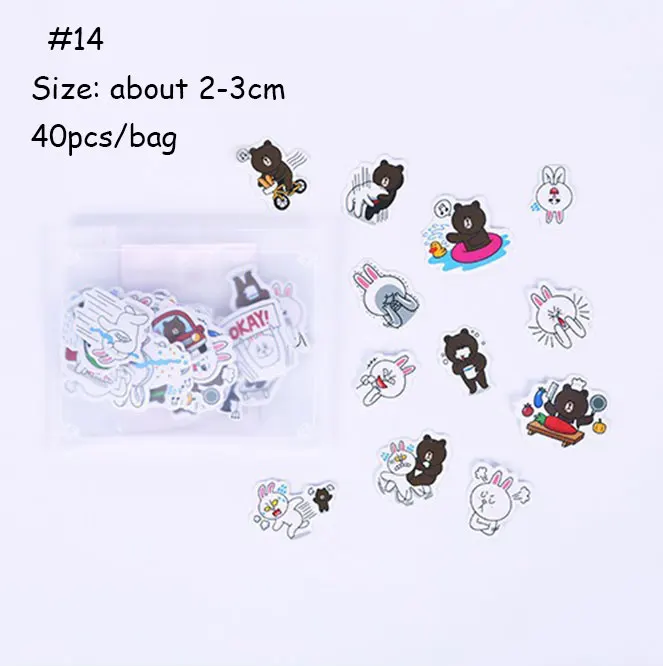 20-40 шт./пакет много в мультипликационном стиле фото альбом водонепроницаемый декоративные наклейки DIY ручной работы подарок Скрапбукинг - Цвет: 14