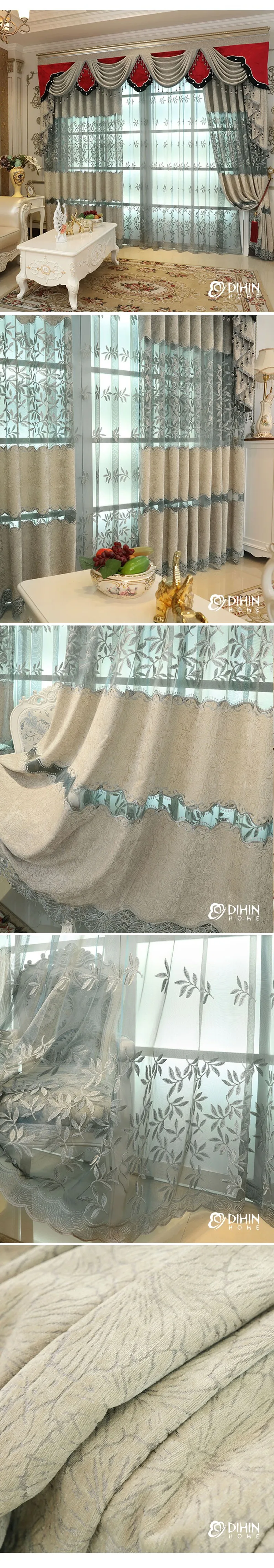 DIHIN, лидер продаж, вышитые европейские сельские Chemile шторы, римские шторы на окно, затенение, занавески для гостиной, спальни, готовые панели