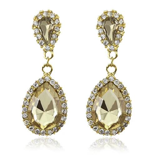 Женские роскошные висячие серьги в форме капли с кристаллами и стразами