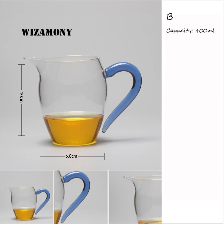WIZAMONY Горячая распродажа! Чайный набор, чайный горшок из жаропрочного стекла, чайный кувшин, ярмарка, кружка Cha hai Gongdao, емкость чайной чашки 400 мл