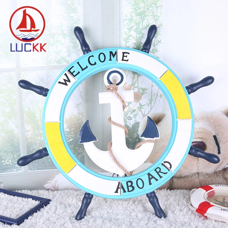 Деревянная модель руля корабля LUCKK 62 см 2 вида настенная подвеска с якорем