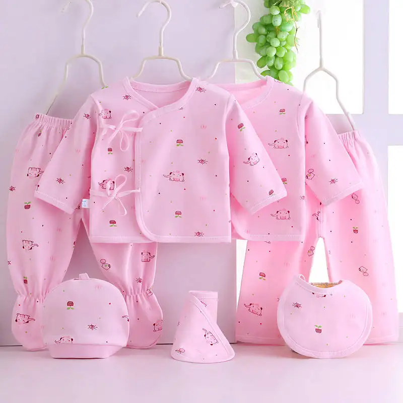 Розовый Emotion Moms/комплект хлопковой одежды для малышей; комбинезон для новорожденных; одежда для малышей; сезон весна-лето; Babygirl; 7 шт./компл - Цвет: Розовый