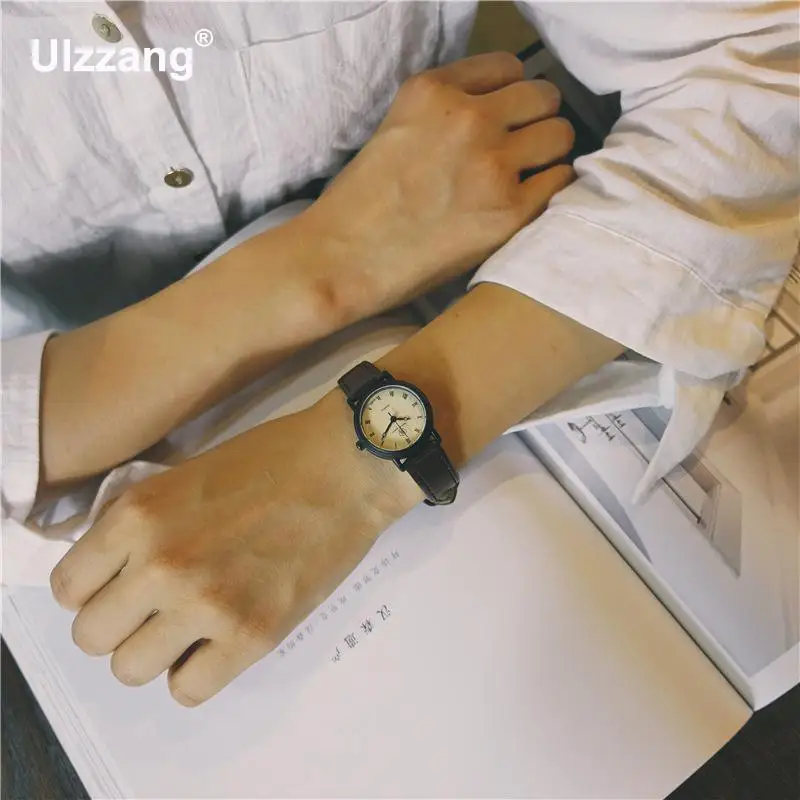 Винтажные Модные мужские женские коричневые черные кварцевые наручные часы