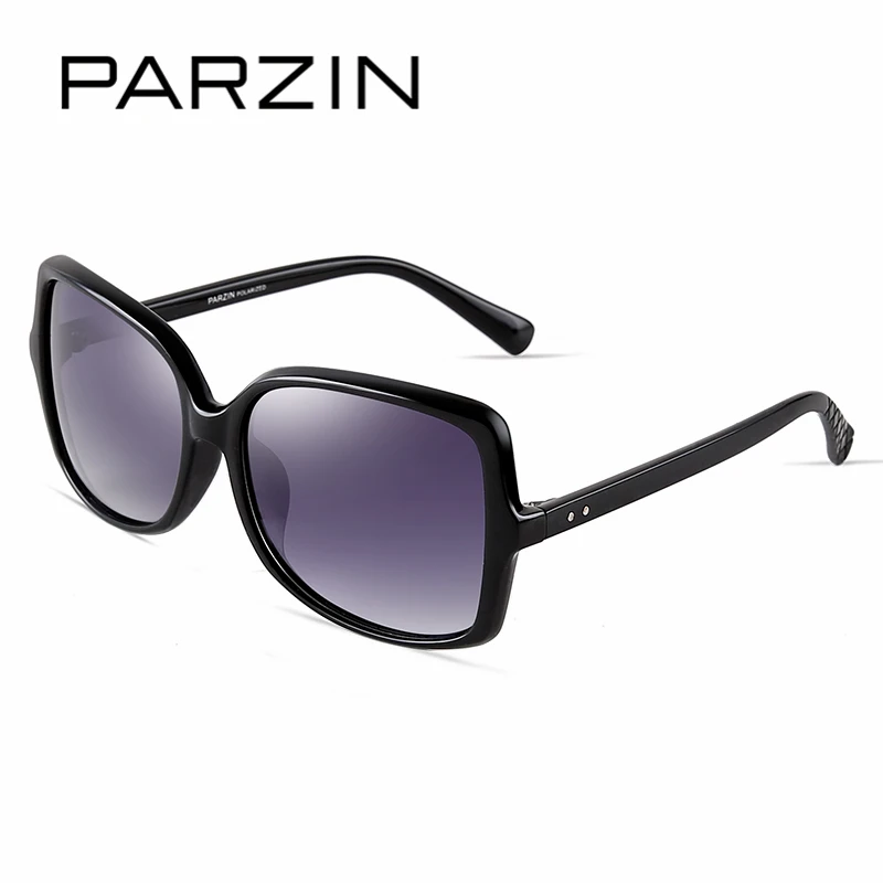 Женщин Новое ретро поляризованные очки PARZIN, Большой кадр вождения очки Оттенки для прибытие - Цвет линз: BRIGHT BLACK