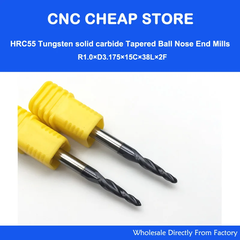 2 шт. R0.25/R0.5/R0.75/R1 HRC55 конусная фреза с коническим конусом фрезерный станок с ЧПУ деревообрабатывающий фреза 3,175 мм 1/" SHK