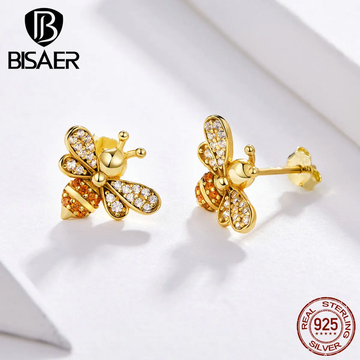 Серьги Серебряные в виде пчелы BISAER ECE344|Серьги-гвоздики| |