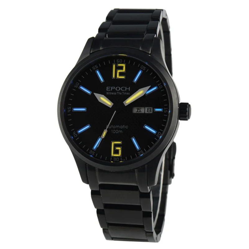 

EPOCH 7012G steel strap waterproof 100m tritium gas digital number scale luminous mens business automatic mechanical watch