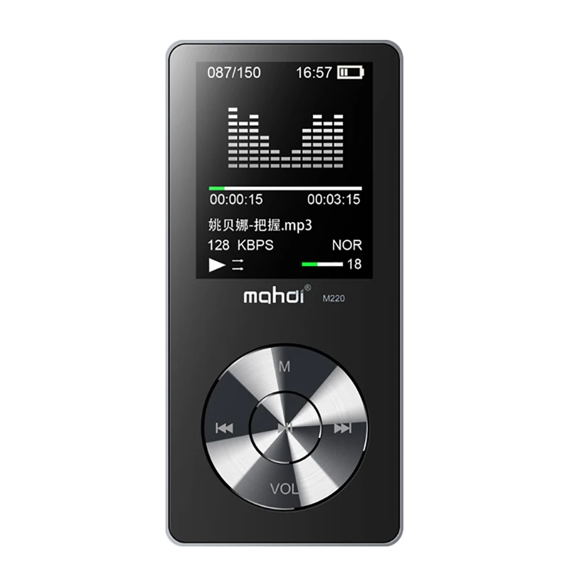 Черный Спортивный MP3-плеер с динамиком 8G 80 часов, полностью металлический MP3 музыкальный плеер с экраном, диктофон, видео, нарукавник, наушники - Цвет: Черный