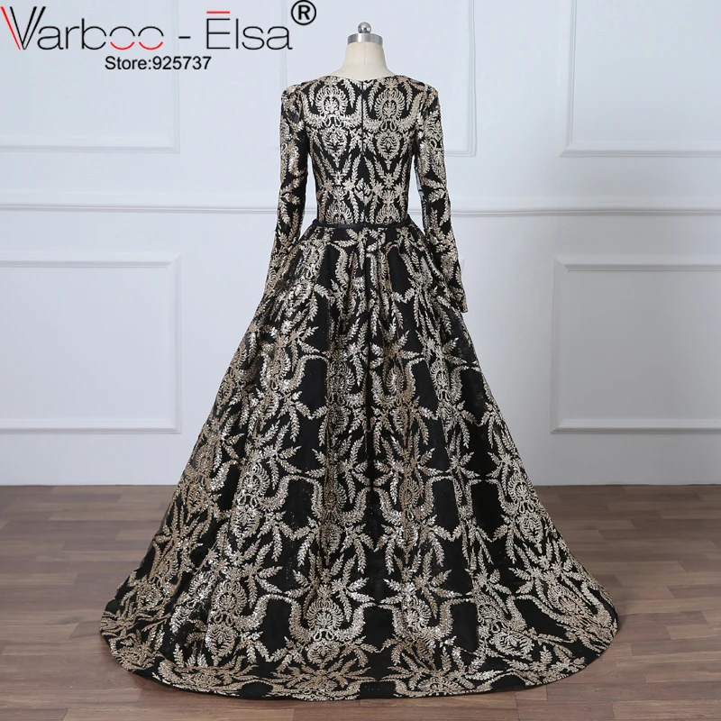VAROO_ELSA блестящее черное блестящее вечернее платье со съемным шлейфом длинное платье для выпускного вечера Саудовская Аравия торжественное платье мусульманское платье для выпускного вечера