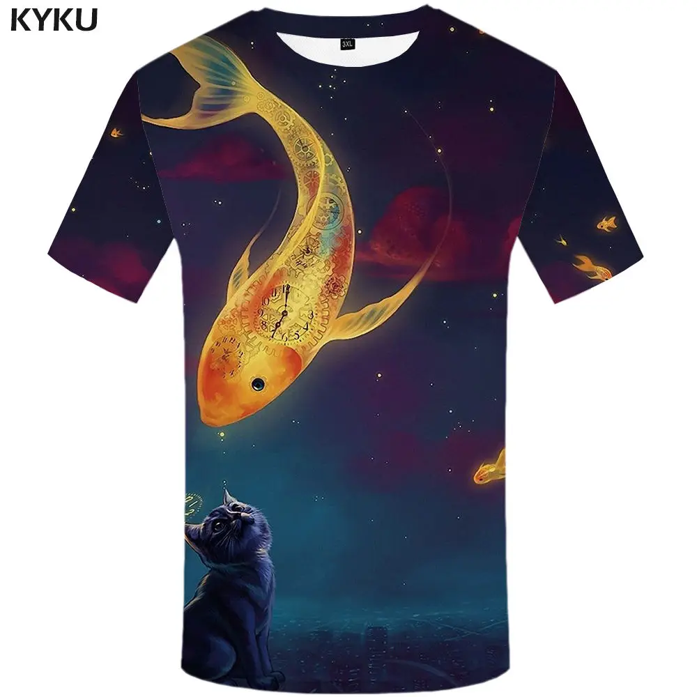 3d t shirt 04 Мужская футболка KYKU, летняя синяя футболка с 3D-принтом красных цветов и черепа, одежда в хип-хоп стиле - Цвет: 3d t shirt 04