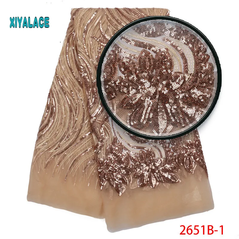 

African Lace Fabric 2019 High Quality Sequins Lace Fabric Embroidery Tulle African French Lace For Nigerian Party Dress 2651b