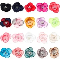 yundfly 10pcs 2 newborn satin petals flower with pearls diy fabric hair flowers for baby girls hair accessories headbands