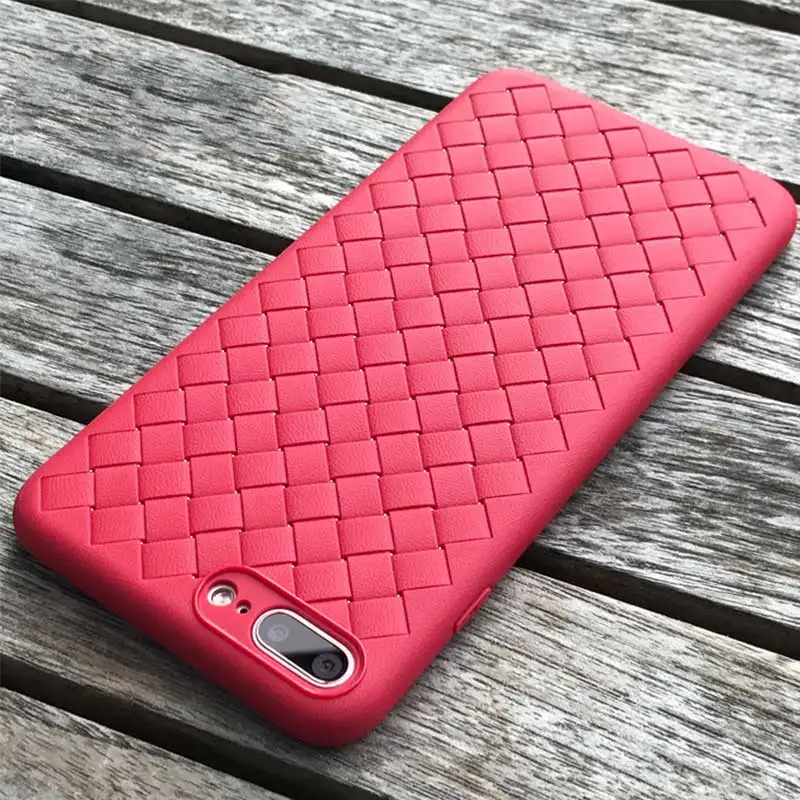 Для iphone X 10 iphone 6s 6 Plus чехол XS Max XR плетеный кожаный чехол X Силиконовый чехол для iphone 11 Pro iphone 7 8 plus чехол - Цвет: Красный