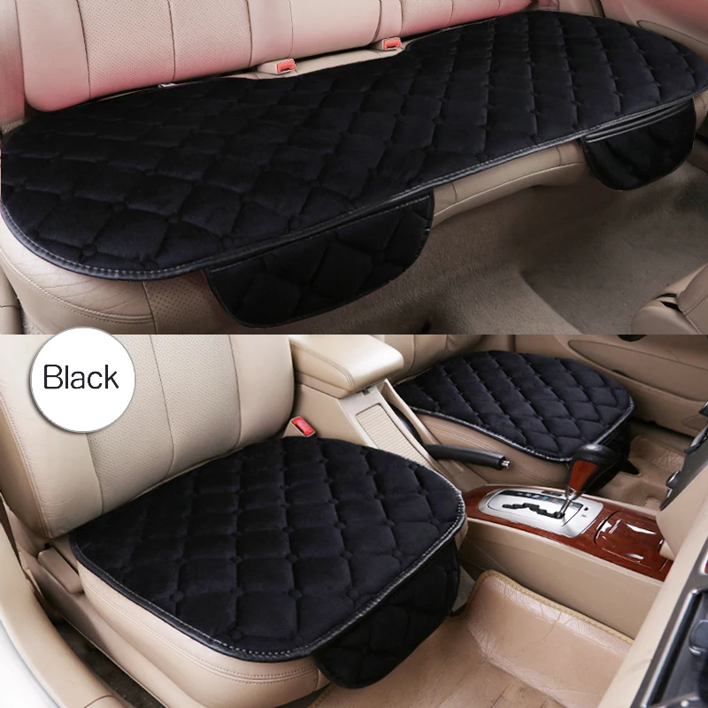 black 3 piece Льняная ткань, чехол для сиденья автомобиля, четыре сезона, передняя и задняя льняная подушка, дышащий протектор, коврик, автомобильные аксессуары, универсальный размер - Название цвета: black 3 piece