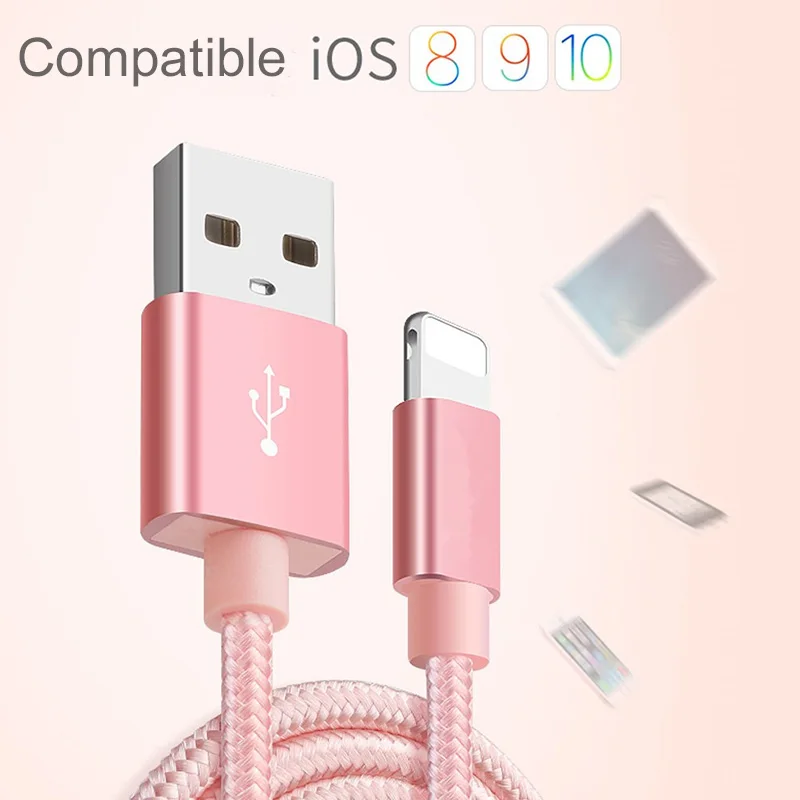 1м 2м длинные Зарядное устройство кабель для iPhone 6 X освещения плетеный нейлоновый