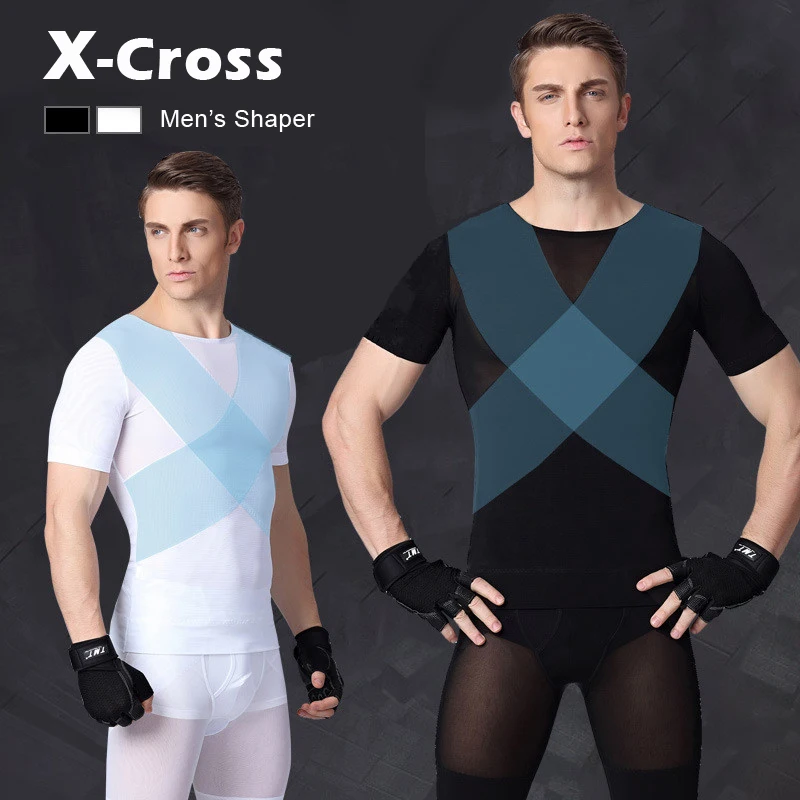 Мужской корсет для тела большой X-Cross Дизайн на груди и спине Корректирующее белье
