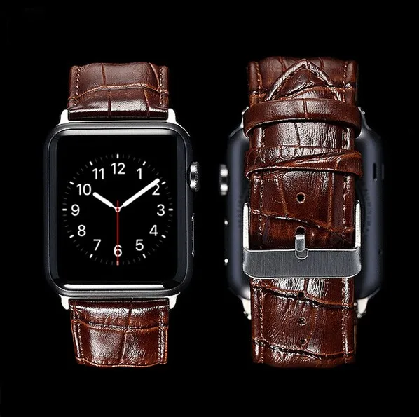 Кожаный ремешок для часов мужчин и женщин iWatch Apple Watch 38 мм 42 черный коричневый Series 3
