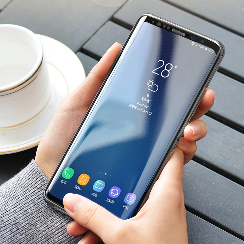 Изогнутое закаленное стекло с жидким УФ покрытием для Samsung Galaxy S20 S21 Plus S8 9 10 Note 8