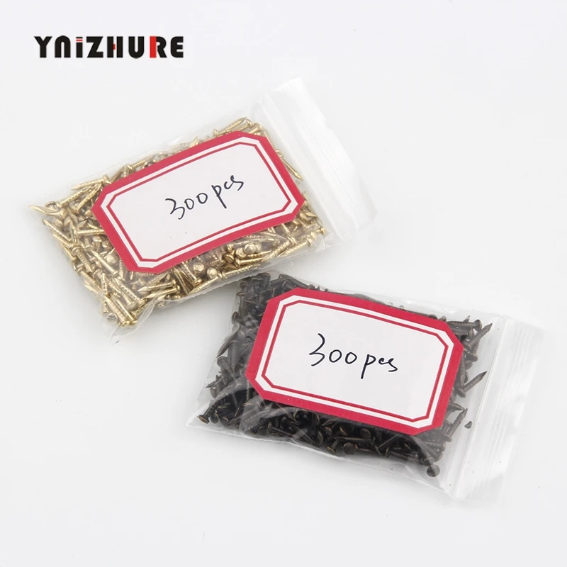 YNIZHURE, 6 мм, 8 мм, 10 мм, 300 шт., круглые мебельные барабаны, подходят для ногтей, петли, Плоская Круглая головка, Phillips, заостренный крепеж, фурнитура, золото, бронза