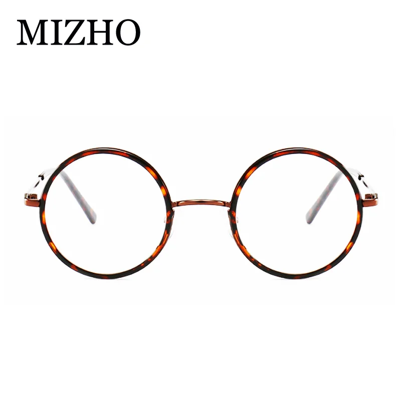 

MIZHO 2020 New Designer Woman Glasses Optical Frames Brown Metal Round Glasses Frame Men Clear lens Eyewear Black Eye Glasses