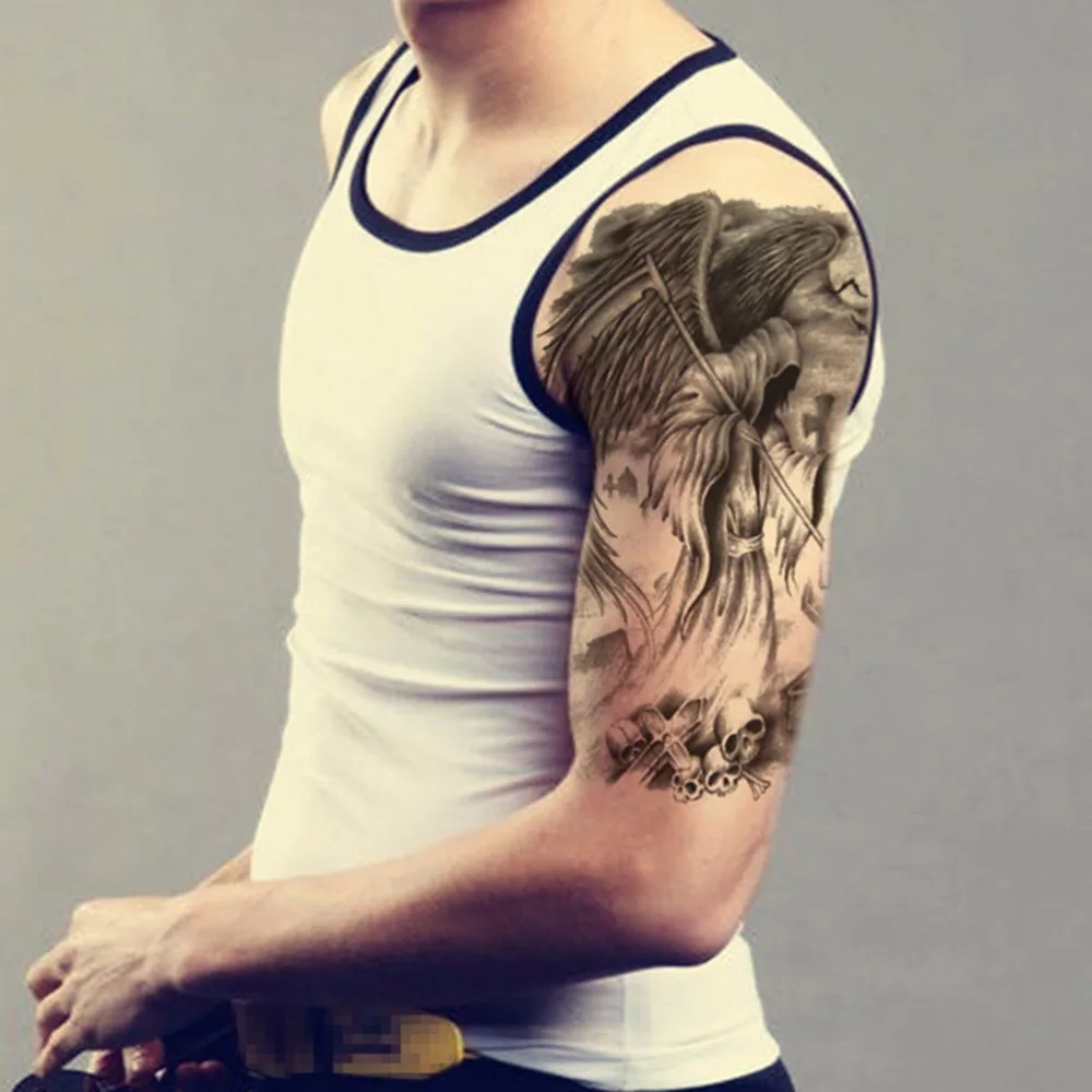 Классная модная мужская наклейка на плечо с рисунком черепа в стиле панк