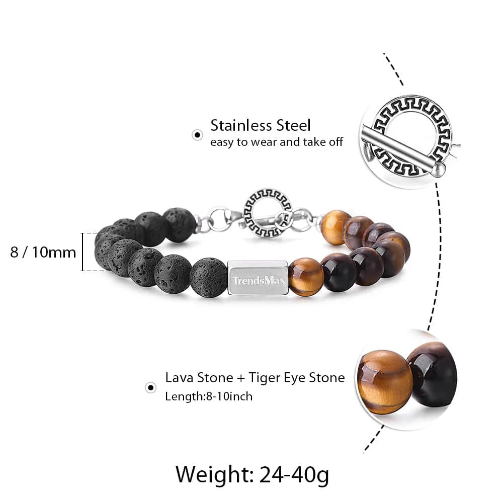 Натуральный браслет с лавовым камнем мужские Мальчики драгоценные камни Бусы из