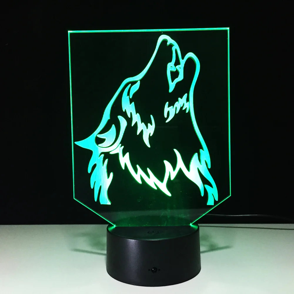 Волка Новинка 3D светодиодный светильник ночник Мощность банк Usb LED Lamparas