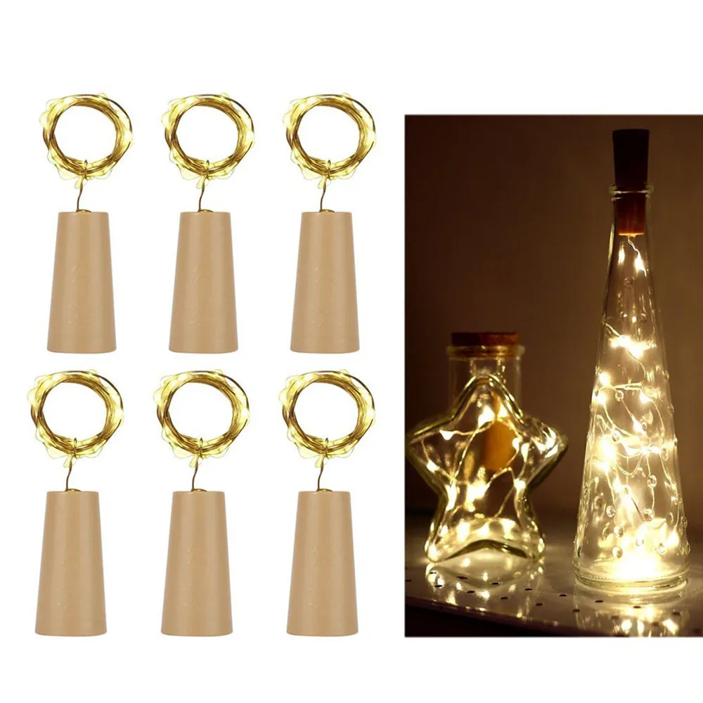6 шт. гирлянды для бутылок в форме пробки светодиодный ночник звездный свет