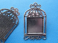 50pcs antique silver toneantique bronze birdcage base setting tray bezel pendant charmfindingfit 20mm square cabochoncameo