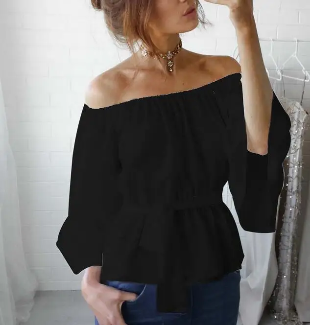 Блузка женская шифоновая с открытыми плечами пикантная кружевная бандажная