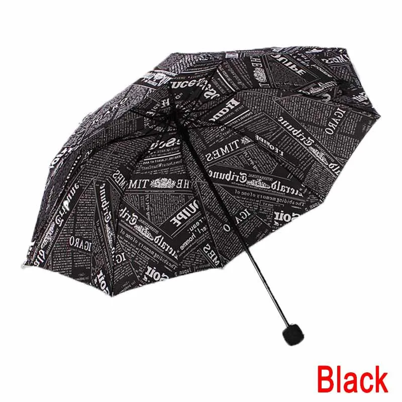 Оригинальность газета три складные стильные зонты дождя женщины/мужчины высокое