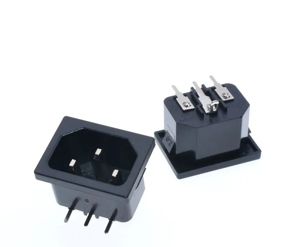 Универсальная черная розетка CE Rohs 250v 10a IEC 60320 C14, 2.0 положение карты, встроенный гибкий разъем 90 градусов