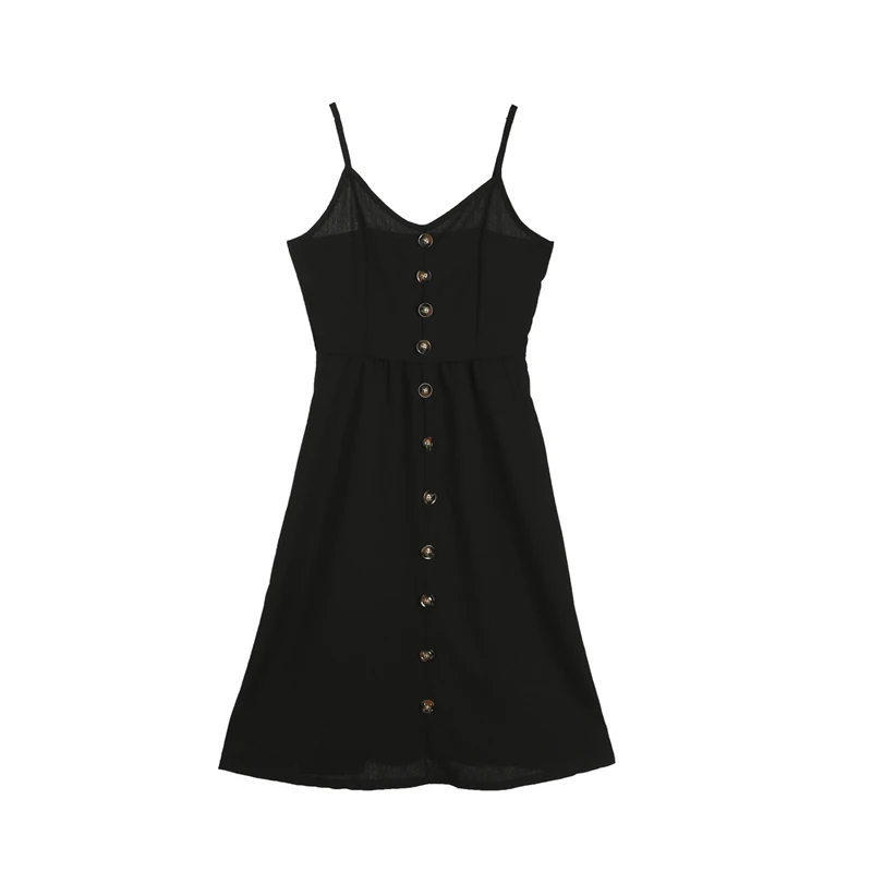 Летние Для женщин кнопки без бретелек Хлопок Длинные Maxi Dress Vestidos Повседневное