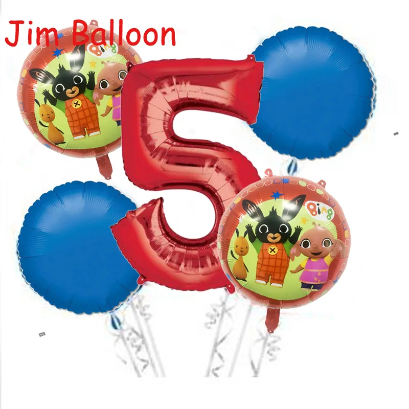 5pcs 5 Bing Bunny Sula Elephant Balloon мультфильм кролик воздушный шар в форме животного игрушки для детей 1-й День рождения воздушные шары для украшения - Цвет: 5pcs 5