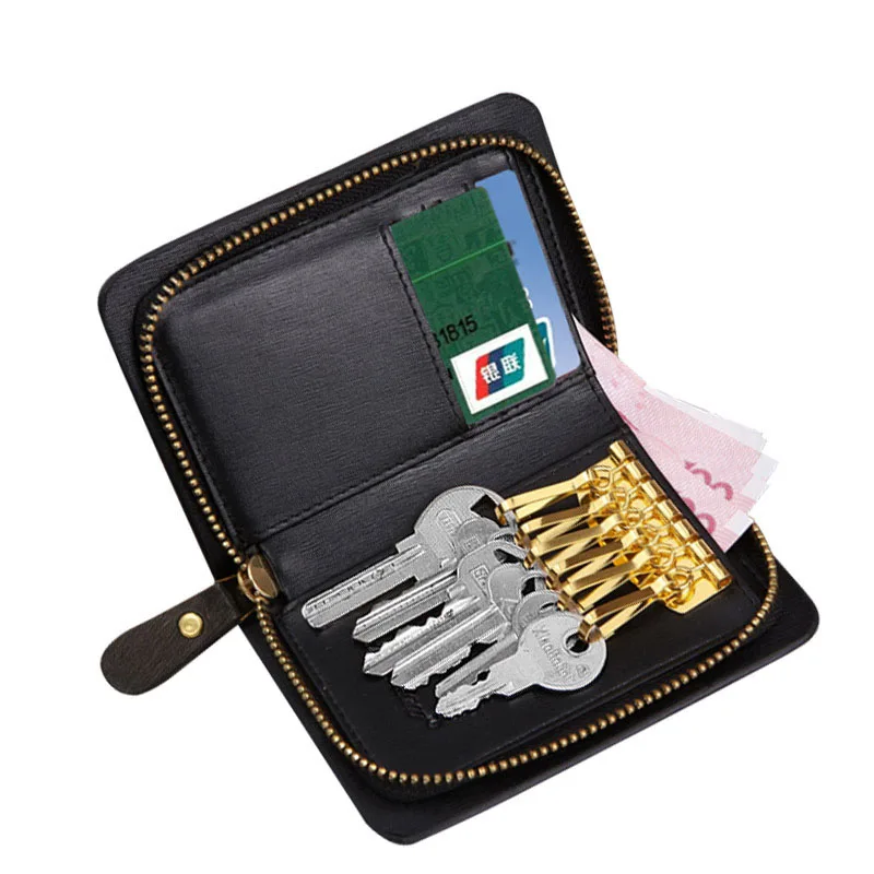 Прозрачный женский кошелек для ключей из натуральной кожи держатель банковских