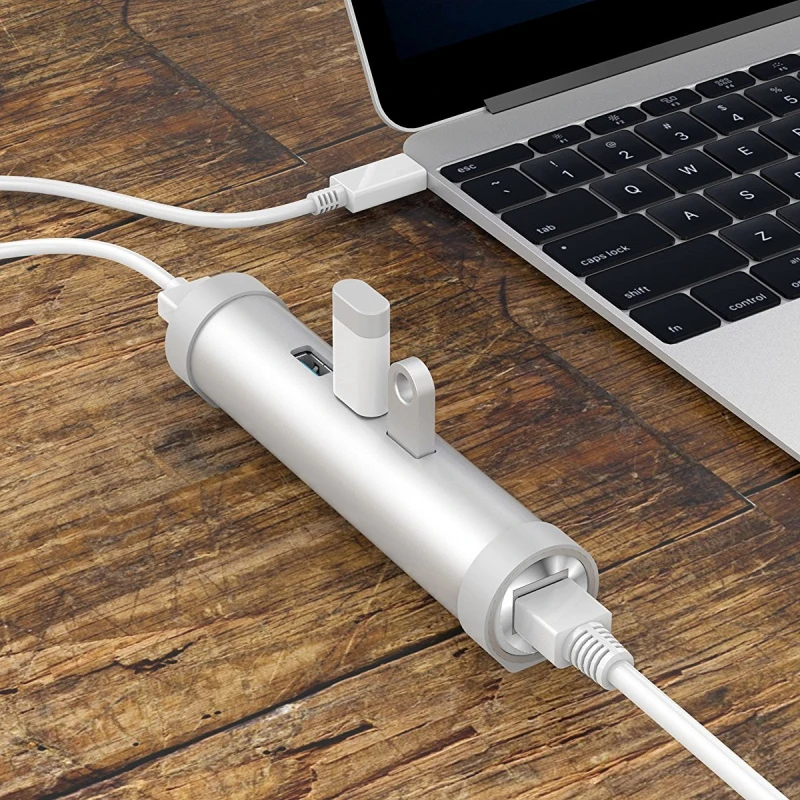 

ORICO Cylindrical Aluminum USB3.0 HUB USB C To Ethernet Network Adapter 1000 Mbps RJ45 Splitter For Macbook Samsung Huawei P20