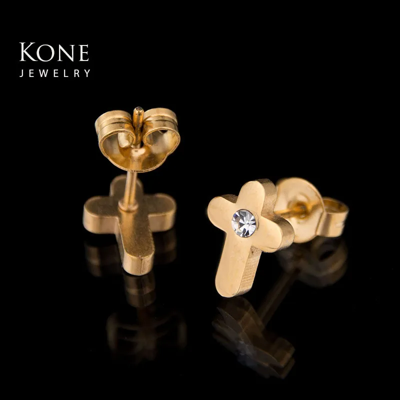 Etsy маленькие золотые сережки с крестиком покрытые сталью из нержавеющей стали