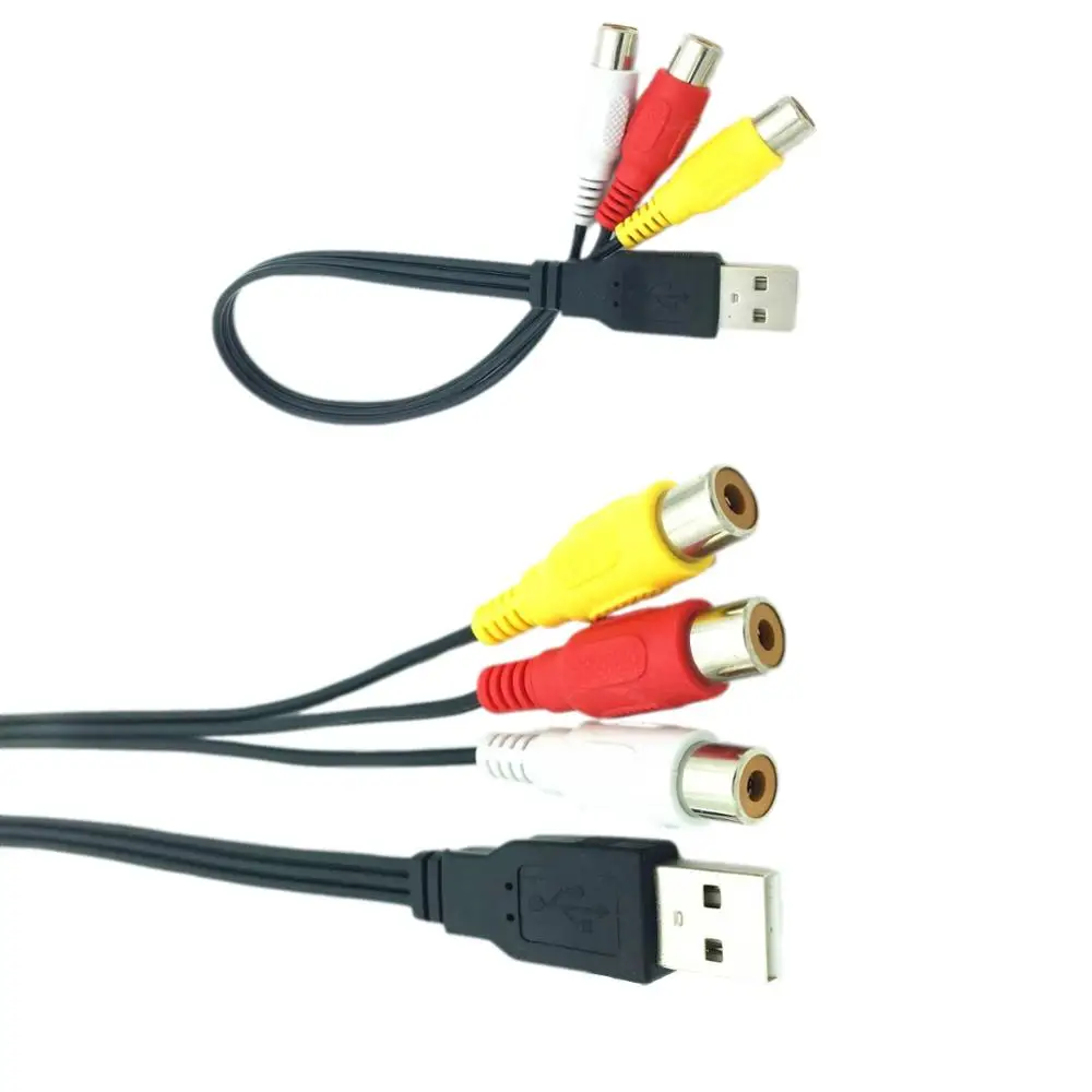 10 шт. USB штекер в 3 гнездовая контакт-деталь RCA аудио конвертер видео AV A/V кабель USB к RCA кабель для HD ТВ провода шнур
