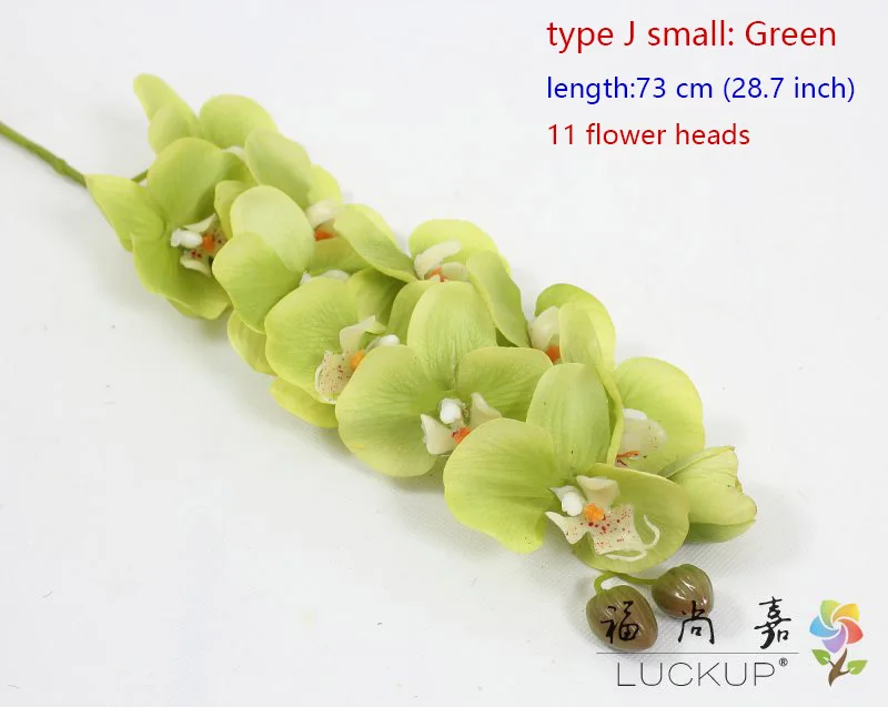 type J small Green Искусственный латексный цветок орхидеи бабочки орхидеи для дома, дома, свадьбы, фестиваля, 1 стебель, F472 - Цвет: type J small Green
