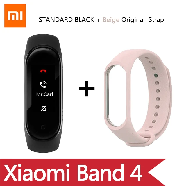 English/Spanish/Russian Xiaomi Mi Band 4 Music Smart Miband 4 Bracelet Heart Rate Fitness 135mAh Color screen Bluetooth 5.0 - Цвет: CN add  Beige strap