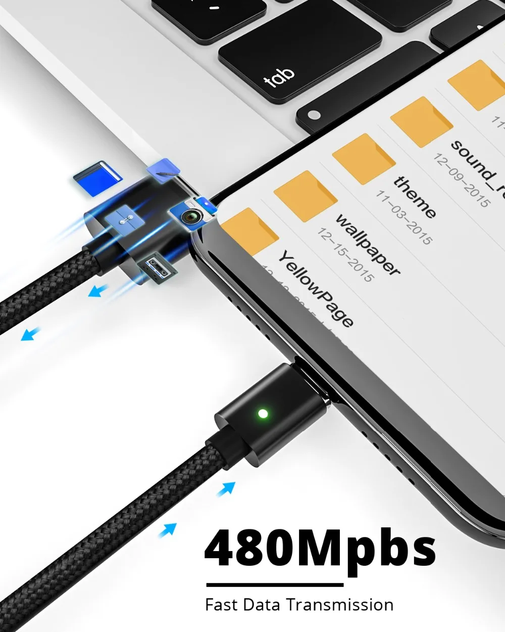 Магнитный кабель ANMONE type-C для быстрой зарядки, кабель USB C, 1 м, 2 м, шнур для передачи данных на базе Android, кабель для быстрой зарядки мобильного телефона, Магнитный провод usb type-C