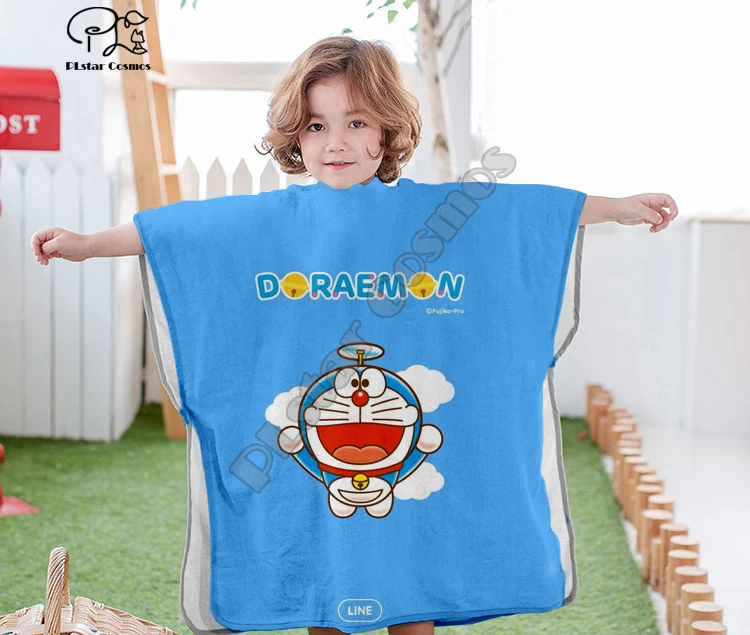 

Мультяшное милое банное полотенце с капюшоном Doraemon для маленьких мальчиков и детской одежды, дорожные пляжные полотенца с 3D принтом, стиль 5