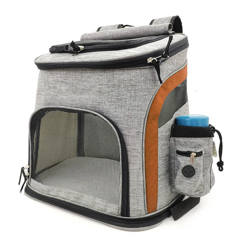 Grey Orange Портативный дышащий рюкзак для домашних животных для собак путешествия на открытом воздухе щенок автомобиль переноска для домашних животных ткань Оксфорд большой емкости Собаки Сумка L M - Цвет: Grey Orange