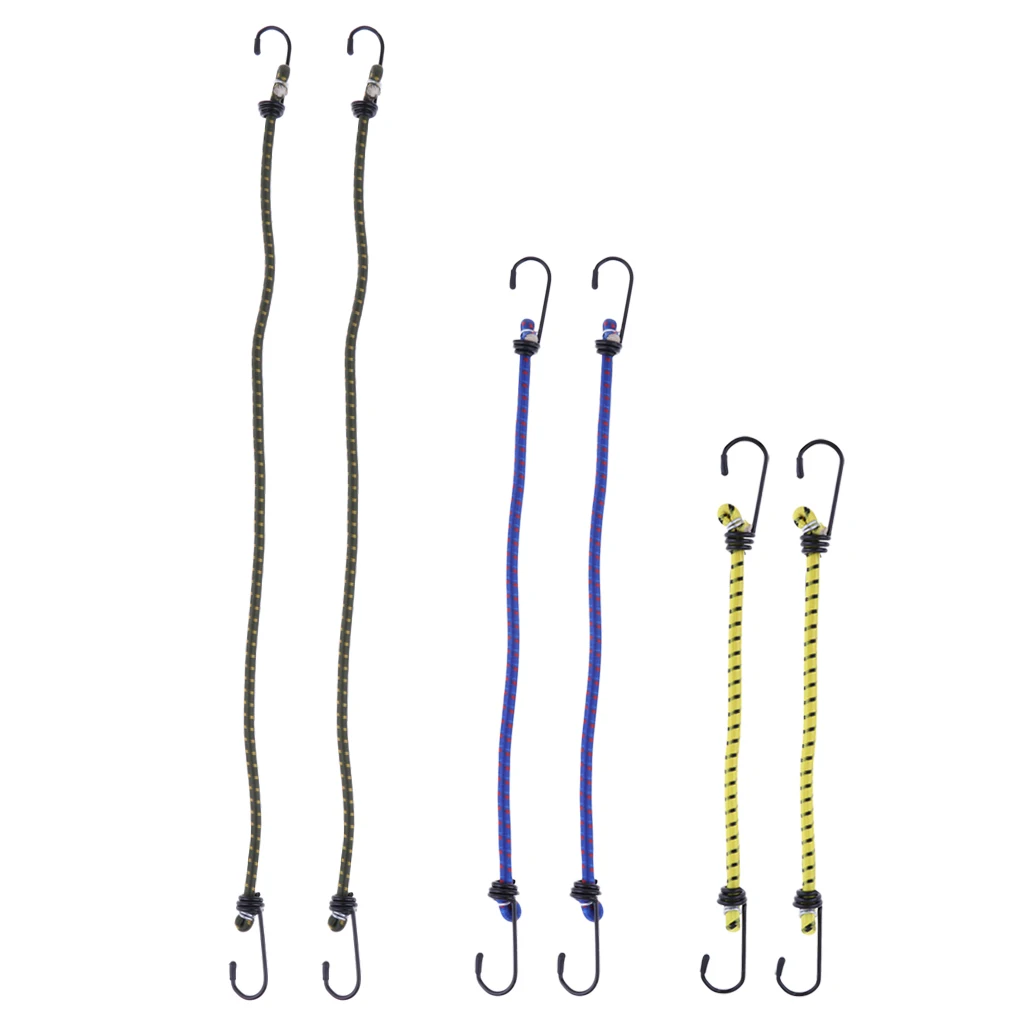 6 Pieces Bungee Cord Tie Down Straps Assortment Elastic Heavy Duty Pull Ropes with Hook for Motorcycle Truck Car Trailer Auto