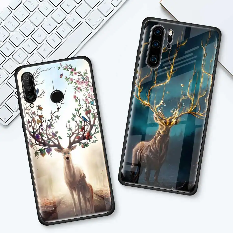 Чехол из закаленного стекла с изображением животных оленя льва Для huawei P30 Pro P10 P20 P30 Lite mate 10 20 Pro Honor 20 Pro 8X