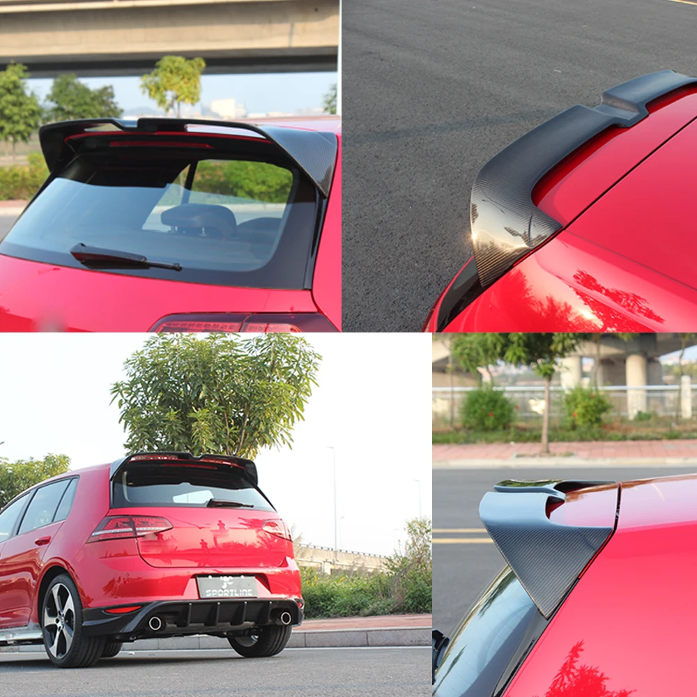 MK7 карбоновый задний багажник на крышу спойлер для Volkswagen VW Golf 7 VII MK7 GTI R- оконные задние крылья FRP черный