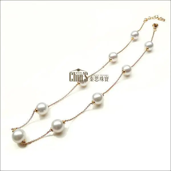 Жемчужное Ожерелье Akoya 8 5 мм круглое белое розовое золото 18 К|necklace necklace|necklace 18knecklace