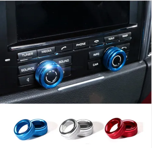 

2pcs Center Console Volume Knob Ring Decorative Cover Trim Interior 3D Stickers For Porsche Macan Cayenne Panamera Car styling