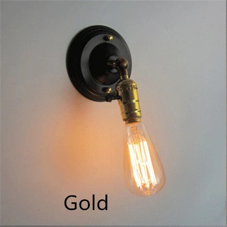 Gold Ретро Металл Винтаж ЕС США Plug настенный светильник 4 цвета E26/E27 держатель промышленных ветер бра для Одежда для ресторанов бар Спальня - Цвет абажура: Gold