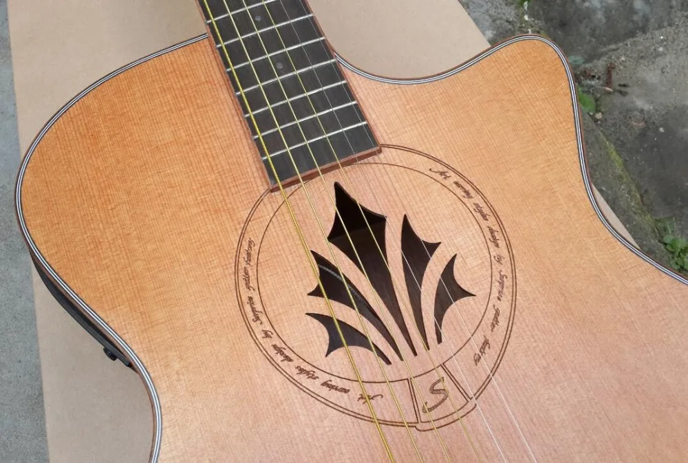 Высокое качество персональная гитара цветок Soundhole акустическая с тюнером | Спорт